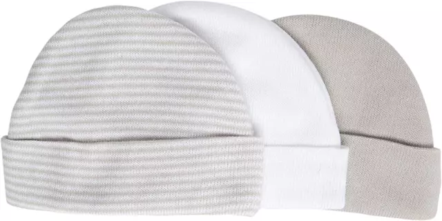 Preemie Caps, Grey/White, 3 Count