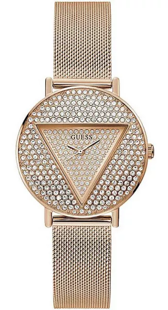 Women's Guess Rose Gold Steel Elegant Crystallized Glitz Watch GW0477L3