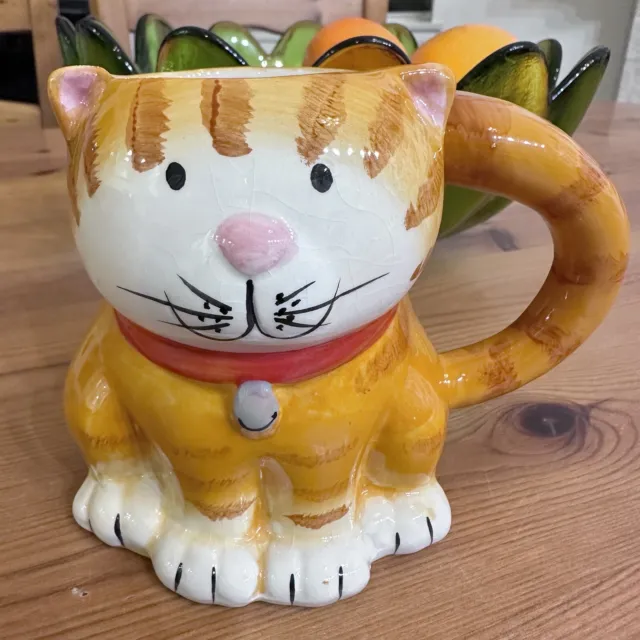 Boston Warehouse Whimsical Orange Tabby Cat 3D Tea or Coffee Mug / Planter