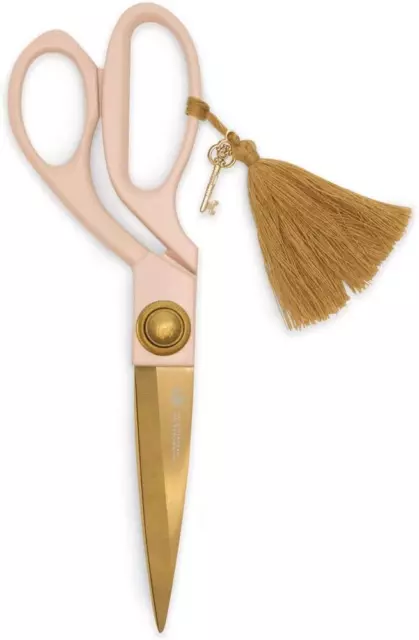 Stylish Pink and Gold 7.75" Stainless Steel Scissors with Charm and Tassel