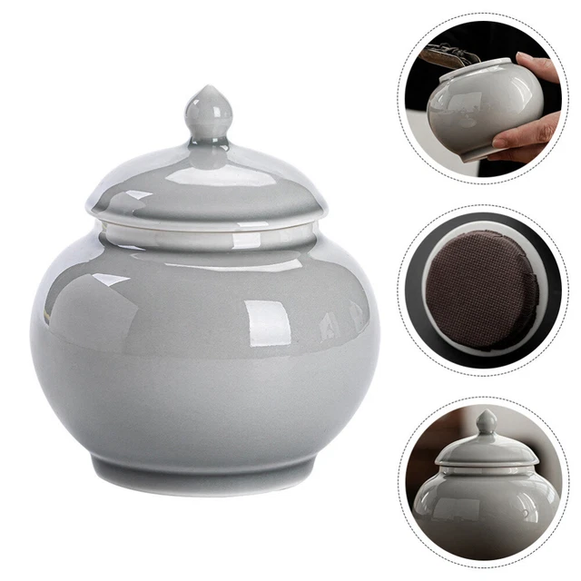Spices Jar Ceramic Tea Sugar Bowl Lid Airtight Household