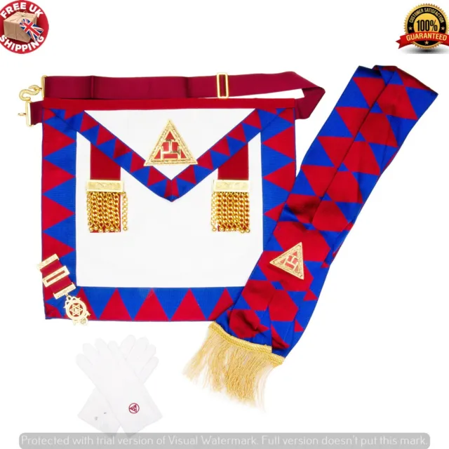 New Masonic Royal Arch Principals Apron, Sash, Jewel & Gloves RA Chapter Regalia