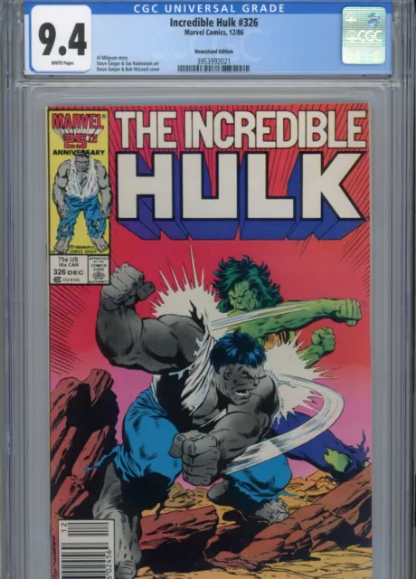 Incredible Hulk #326 Nm 9.4 Cgc White Pages Newstand Edition Geiger Art Cover