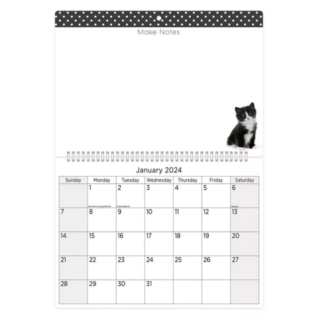 2024 Calendar Month To View Quality Wall Hanging Planner With Memo Board - Cat