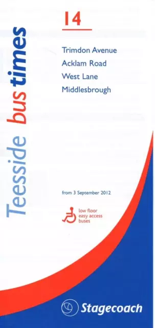 Stagecoach Bus Timetable - 14 - Trimdon Avenue-Middlesbrough - September 2012