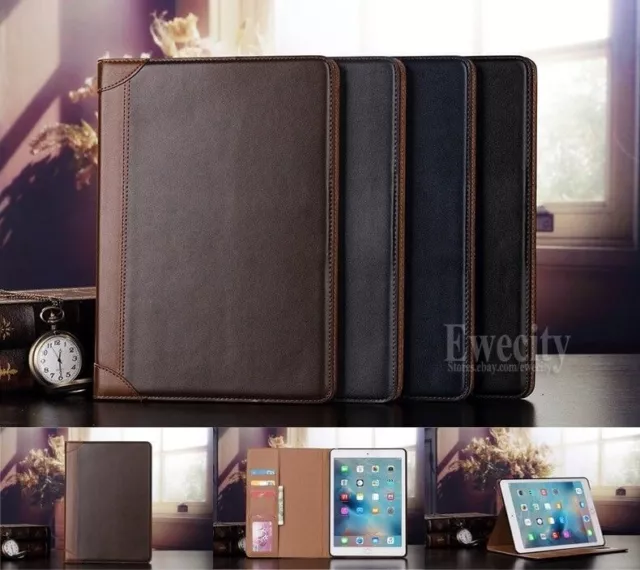 Folio Wallet Leather Stand Smart Auto Sleep/Wake Case Cover For Apple iPad