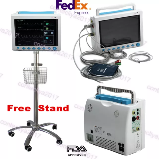 CONTEC ICU Vital Signs Patient Monitor with Rolling Stand 6 Parameters CMS8000