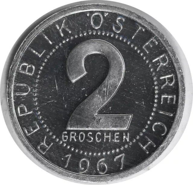 1967 Austria 2 Groschen Proof KM2876 (Only 13000 minted) #913