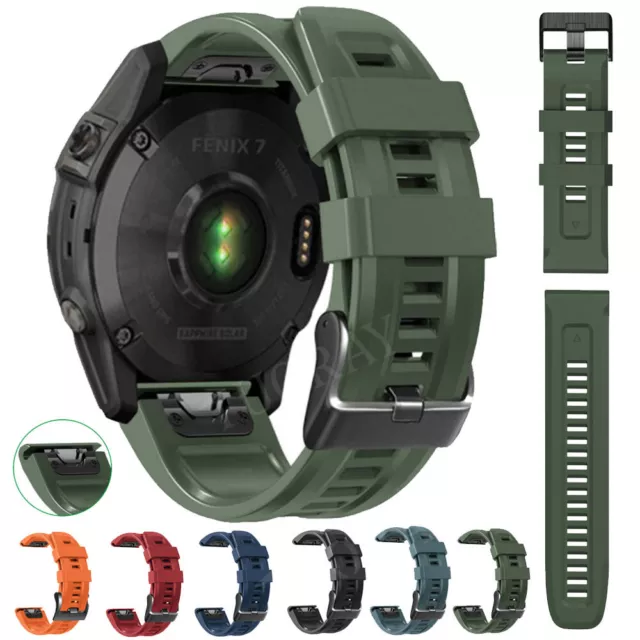 Quick Fit Silicone Watch Band Strap For Garmin Fenix 7 7X Solar 6 6X Pro 3 5 5X