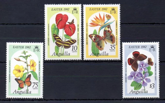 Anguila 1982 Pascua - Mariposas en flores Estampilla sin montar o nunca montado S.G. 502-505