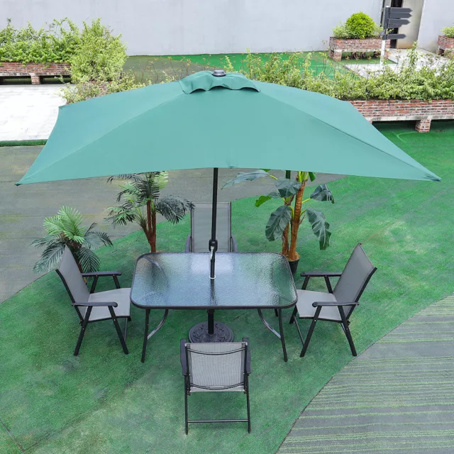 Garden Sun Parasol 3x2M Outdoor Patio Sun Shade Umbrellas Crank & Tilt with Base