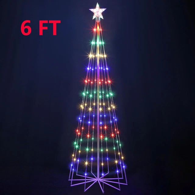 6FT MULTICOLOR LED Animated Outdoor Christmas Tree w/8 Modes for Xmas