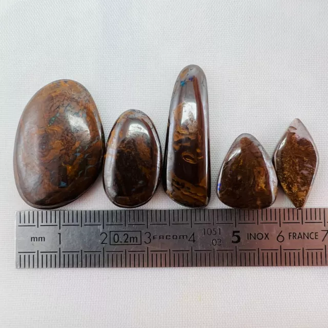 Lot 5 pierres d'opale boulder polies - 68cts - Australie LOT:O