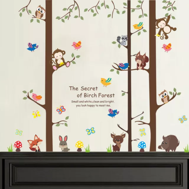 Forest Animals Monkey Fox Rabbit Owl Tree Decal Wall Sticker Children's Bedroom