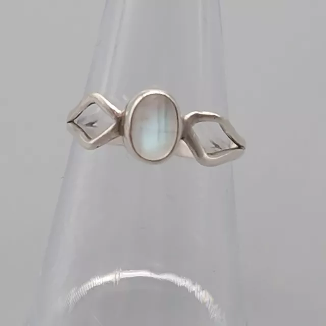 Vintage Ring Mondstein? Weißer Stein?  weißes Metall Silber 925 Größe O
