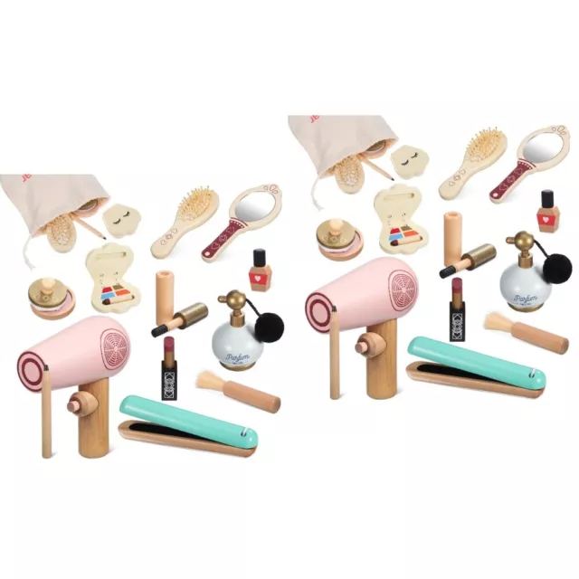 Kit de salón de 2 juegos de juguetes de maquillaje para niñas niños de madera