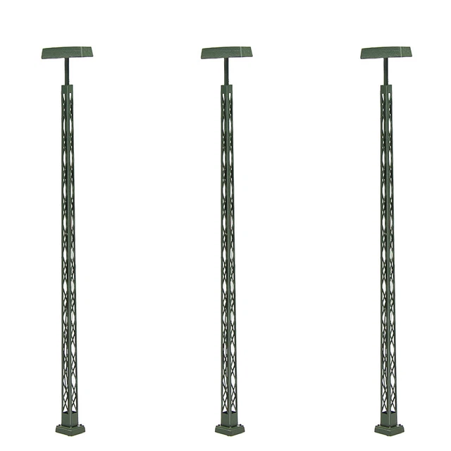 Evemodel Gittermastleuchten Spur H0 - 3-tlg. Set Mit LED Beleuchtung Für Modelleisenbahn