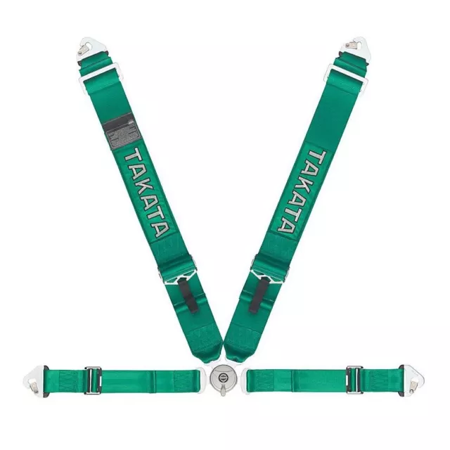 Takata Race 4 Point Harness Snap-On Green Fia Approved