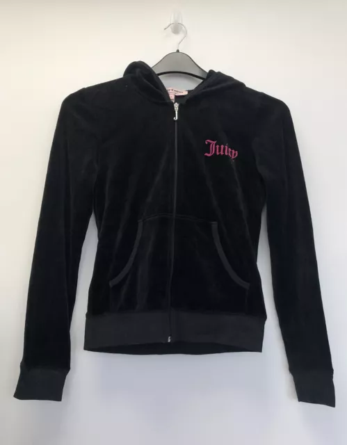 Juicy Couture Black Velour Scottie Dog Back Full Zip Hoodie Size M