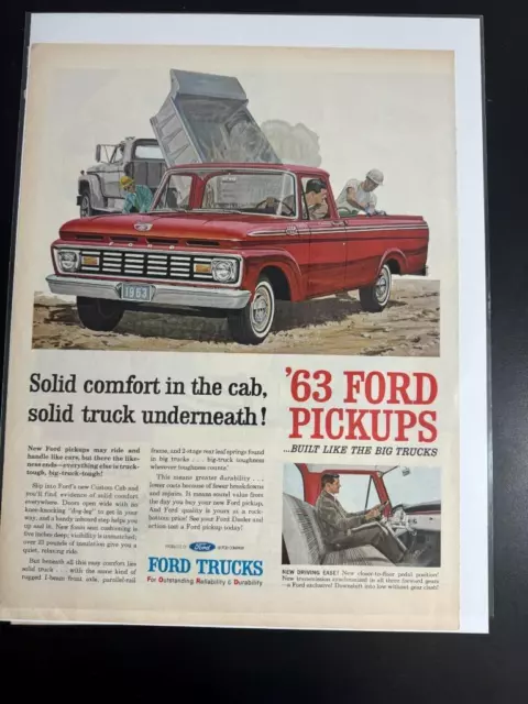 1963 FORD PICKUP TRUCK Vintage 11" x 14" Print Ad