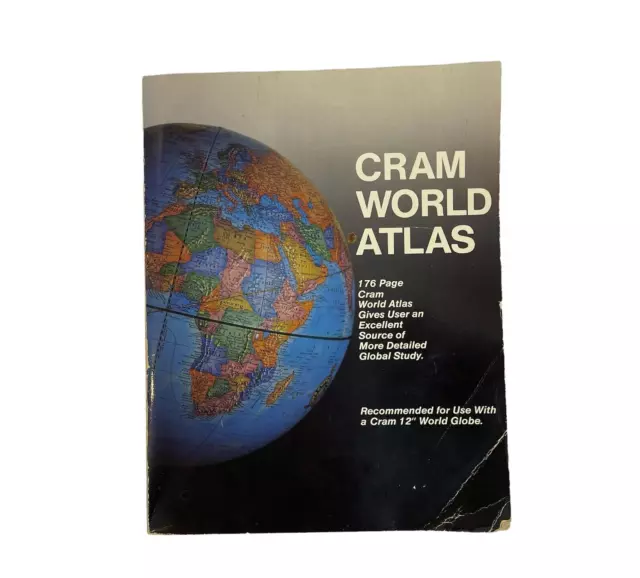 Cram World Atlas paperback book Maps Travel 1988 MCMLXXXVIII world globe map