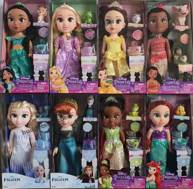 Disney Princess Tea Time Toddler Doll Elsa Anna Moana Jasmin Rapunzel Tiana Raya