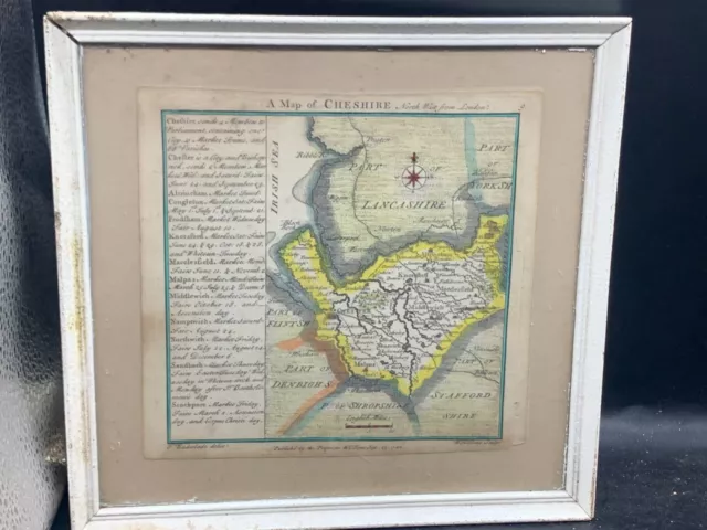 Antique Mounted Frames 1742 Map Of Cheshire