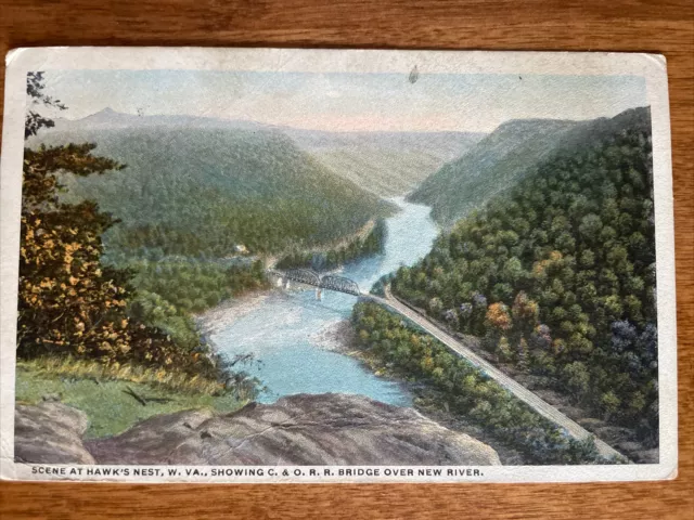 Vintage Postcard West Virginia, View From Hawks Nest on New River & C.&O.R.R. WV