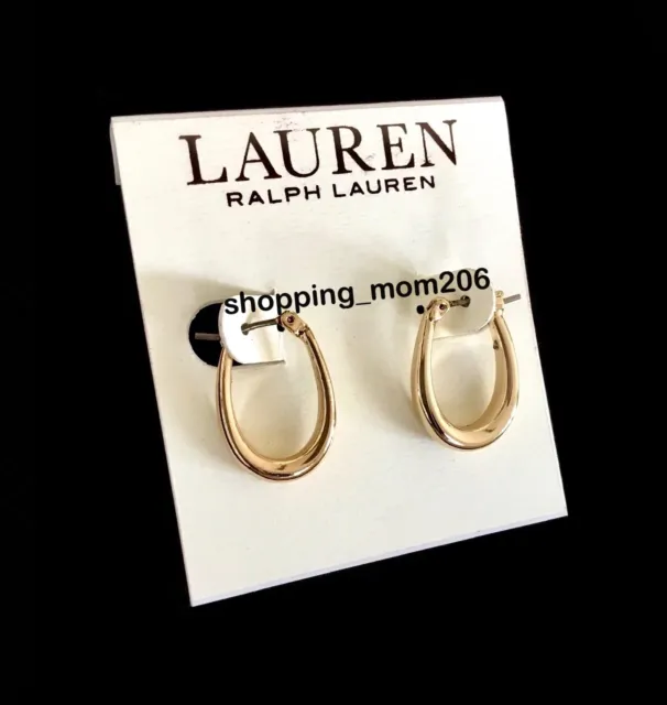 Lauren Ralph Lauren Gold Tone Thick Oval Hoop Earrings