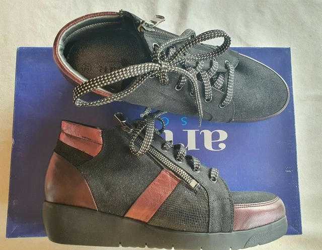 Baskets en cuir noir/bordeaux neuves Artika soft modèle Mutigny taille 37 (pa)