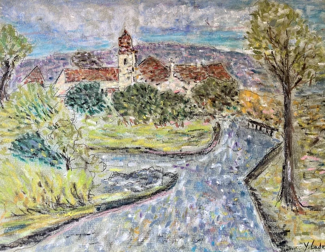 Peinture Impressionniste Pastel Rue En Prêle Par Bobdiyann - Signée, Format 32x24 Cm