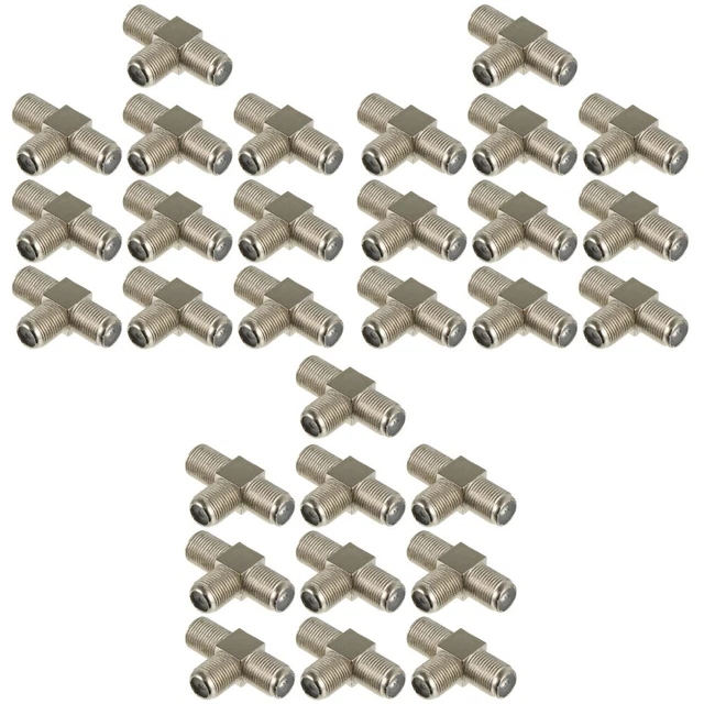30 Pcs TV Connector Zinc Alloy Satellite Coax Splitter Cable Adapter