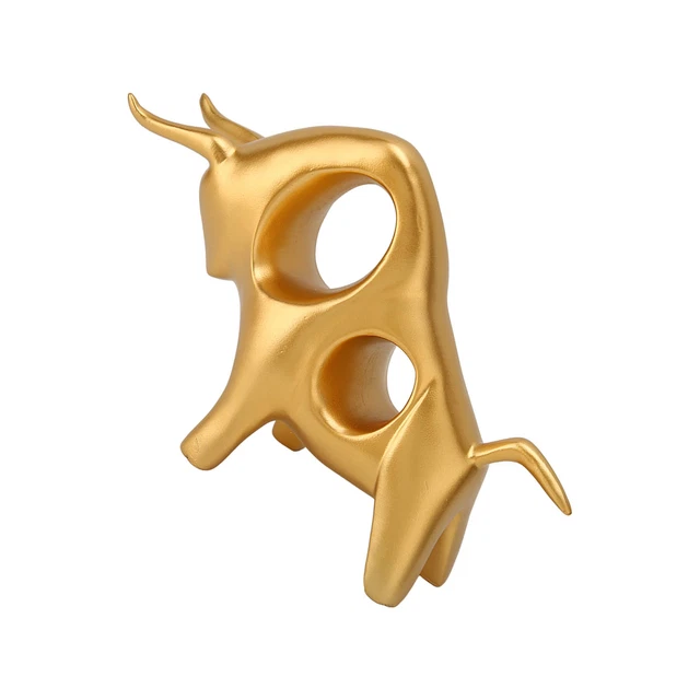 Exquisite Abstract Bull Sculpture Resin Golden Fighting Bull Sculpture Statue US