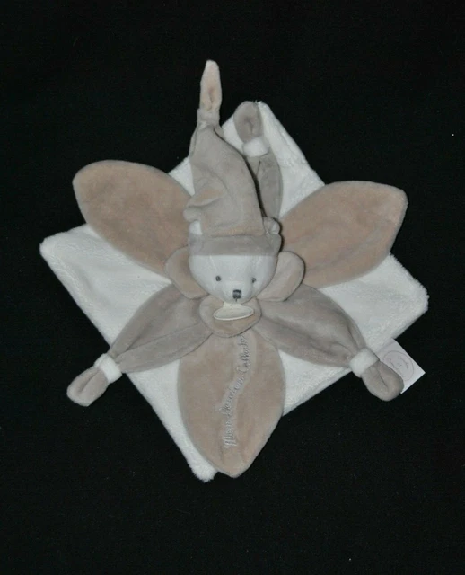 DOUDOU ET COMPAGNIE ours plat beige blanc taupe pétale Mon doudou collector NEUF