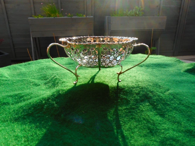 ANTIQUE SOLID STERLING SILVER PIERCED WORK BON BON DISH EDWARDIAN 1909 70g