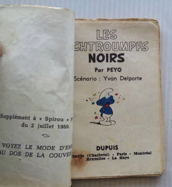 Rare MINI RECIT les Schtroumpfs Noirs N°1107 Peyo  1959