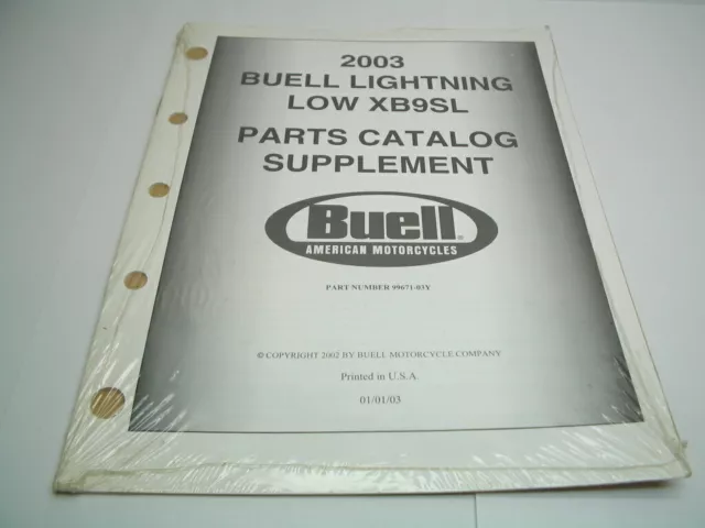 NEW 2003 Buell Parts Catalog Supplement - XB9SL Lightning Low Models - 99671-03Y