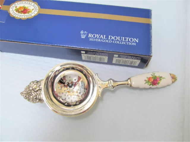 NEW w/Box Royal Doulton Royal Albert Old Country Roses Silverplate Tea Strainer