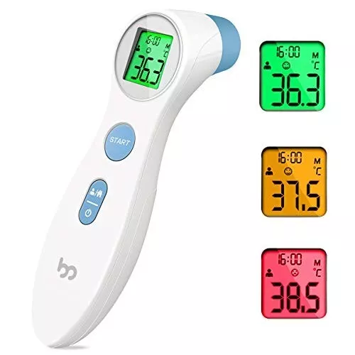 Fieberthermometer Digital LCD Infrarot Stirn Thermometer kontaktlos f. Baby+Erw.