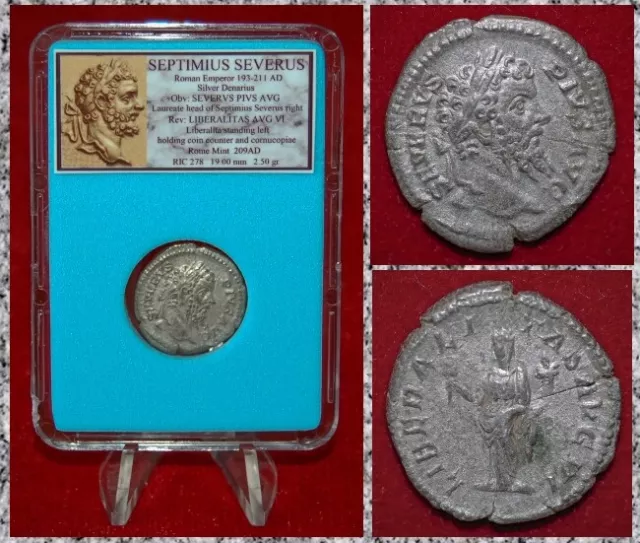 Ancient Roman Empire Coin SEPTIMIUS SEVERUS Liberalitas Silver Denarius
