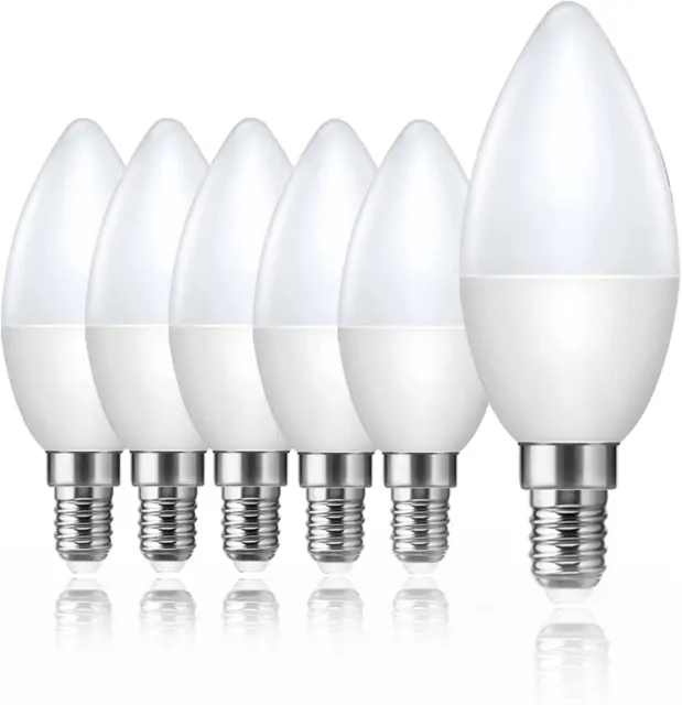 Bkrtura E14 LED Kerzenlicht Glühbirnen, C37 60W Glühlampe Äquivalent kleine Edison