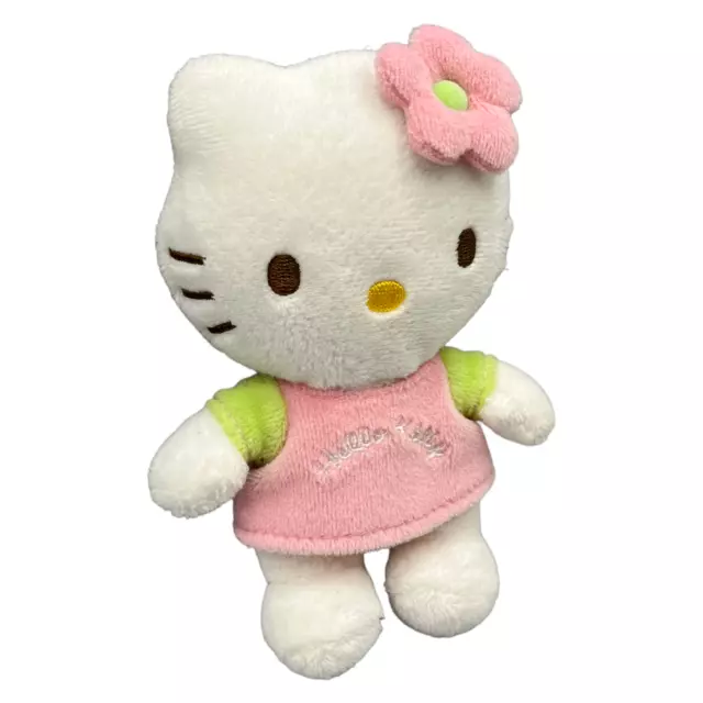 Sanrio Hello Kitty Plüschfigur Stofftier Kuscheltier 14cm Weiß Rosa Grün Blume 2