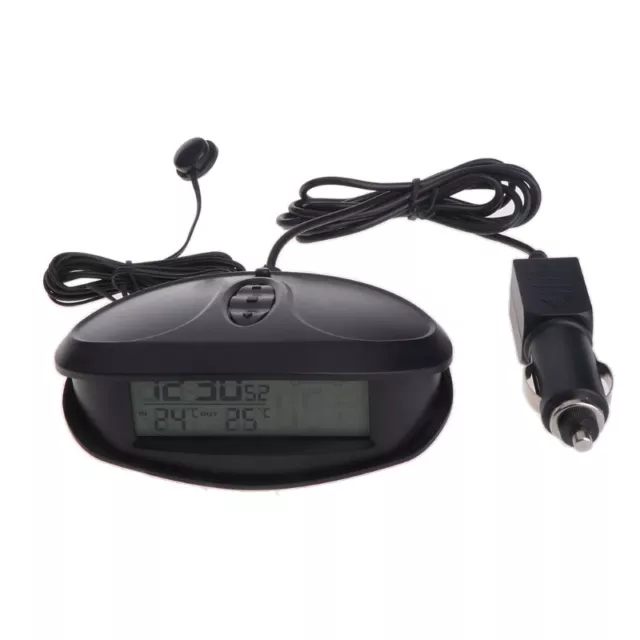 Auto Car LCD Digital Display Indoor Outdoor Meter Time Clock Alarm