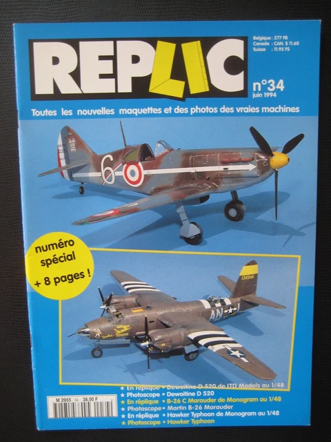 REPLIC n° 34 - DEWOITINE D.520 - MARTIN B-26 MARAUDER - HAWKER TYPHOON