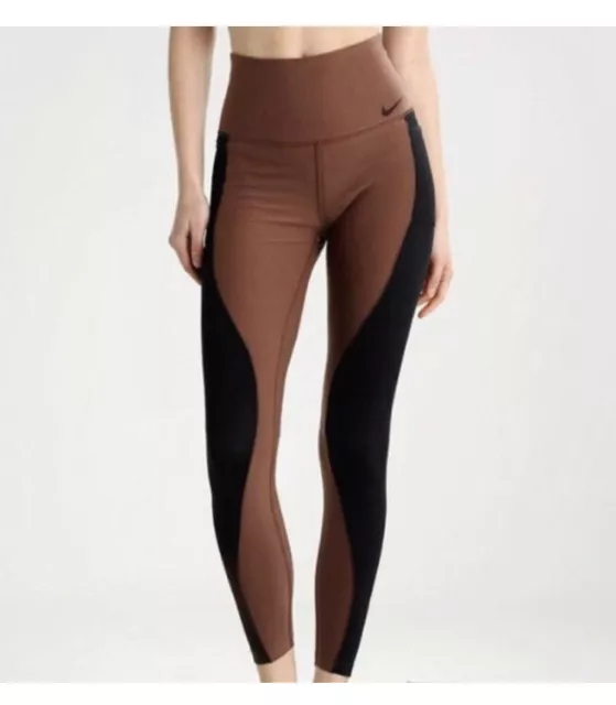 Nike Hyper Sculpt Tight Fit Power High Rise Leggings Black Wave / Brown, Size S