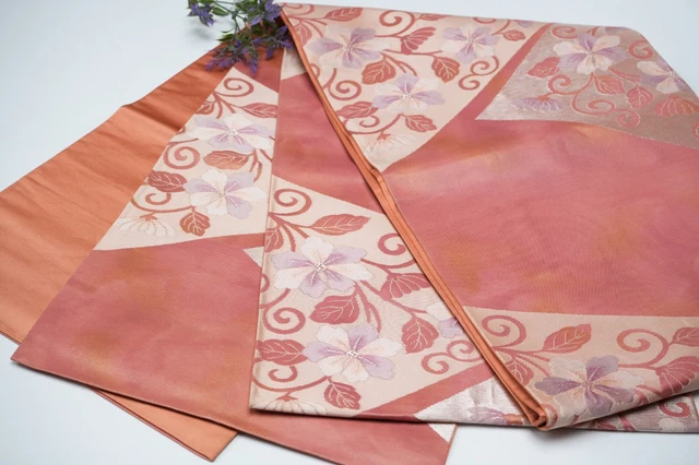 Dear Vanilla Japanese Silk Fukuro Obi Sash Belt Women's Kimono Genuine Vintage