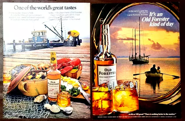 Old Forester Kentucky Bourbon Whisky Vintage 60's & 70's Print Ad Man Cave Decor