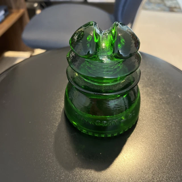 CD 214 7-up Green HEMINGRAY - 43 Antique Glass Telegraph Insulator L17 #369