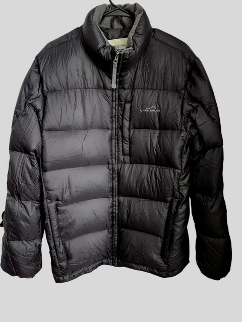 Eddie Bauer Mens Black Full Zip Premium Goose Down Puffer Jacket Coat - Size M