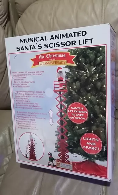 Mr Christmas Animated Musical Santa’s Scissor Lift 90 Anniversary New